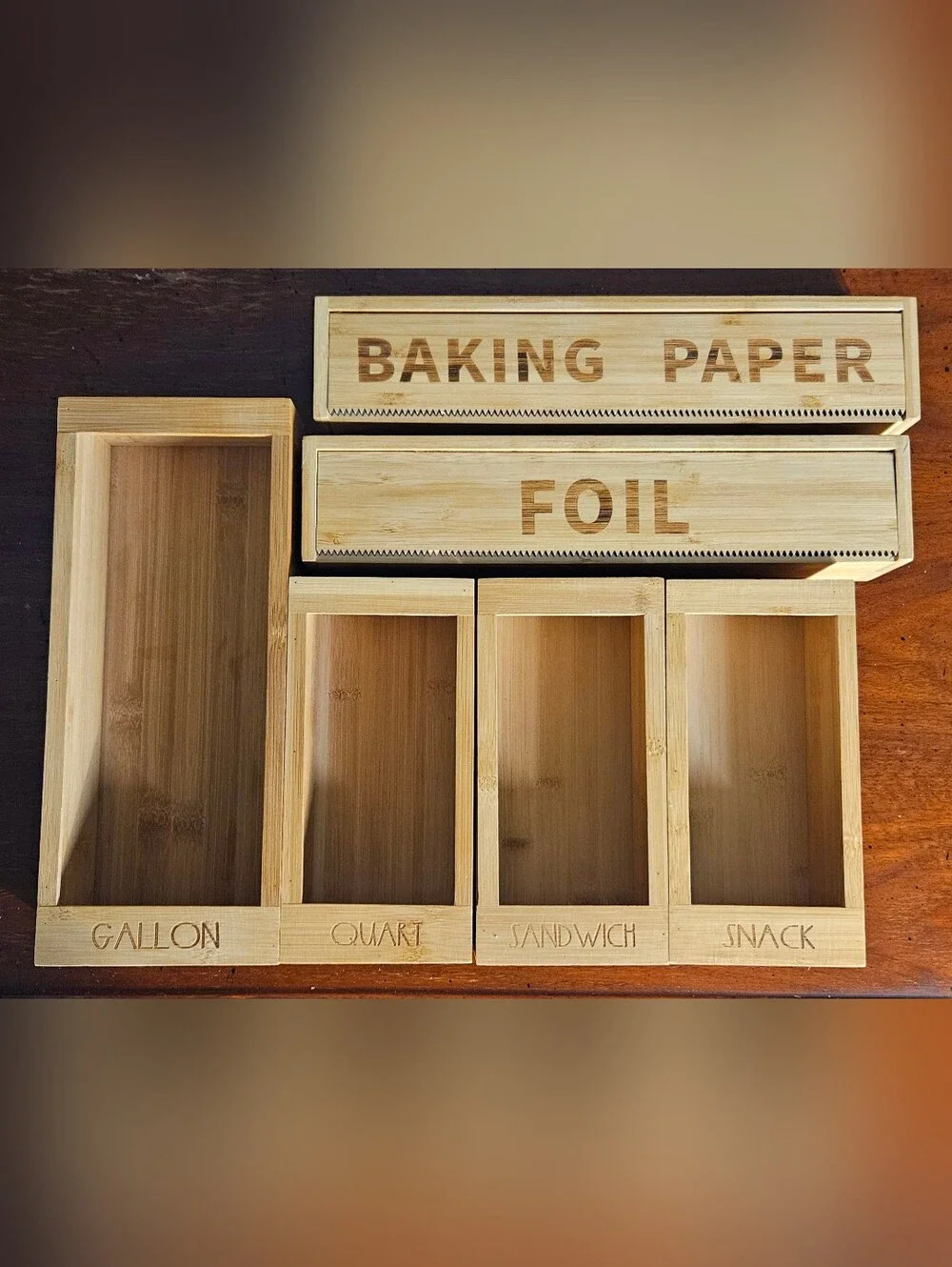 Bamboo Kitchen Organizers - Bags, Foil & Paper - 6 pc Set